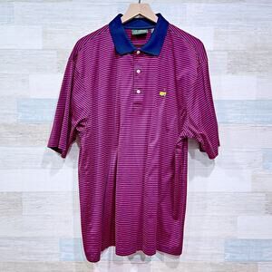 Masters Augusta National Golf Polo Shirt Red Blue Striped Amen Corner Mens XL